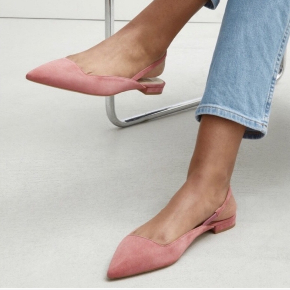 Everlane The Editor Slingback Flats Pink Suede